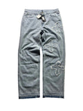 Karl Kani OG Distressed Cross Baggy Denim Jeans | Hellblau | Neu mit Etikett