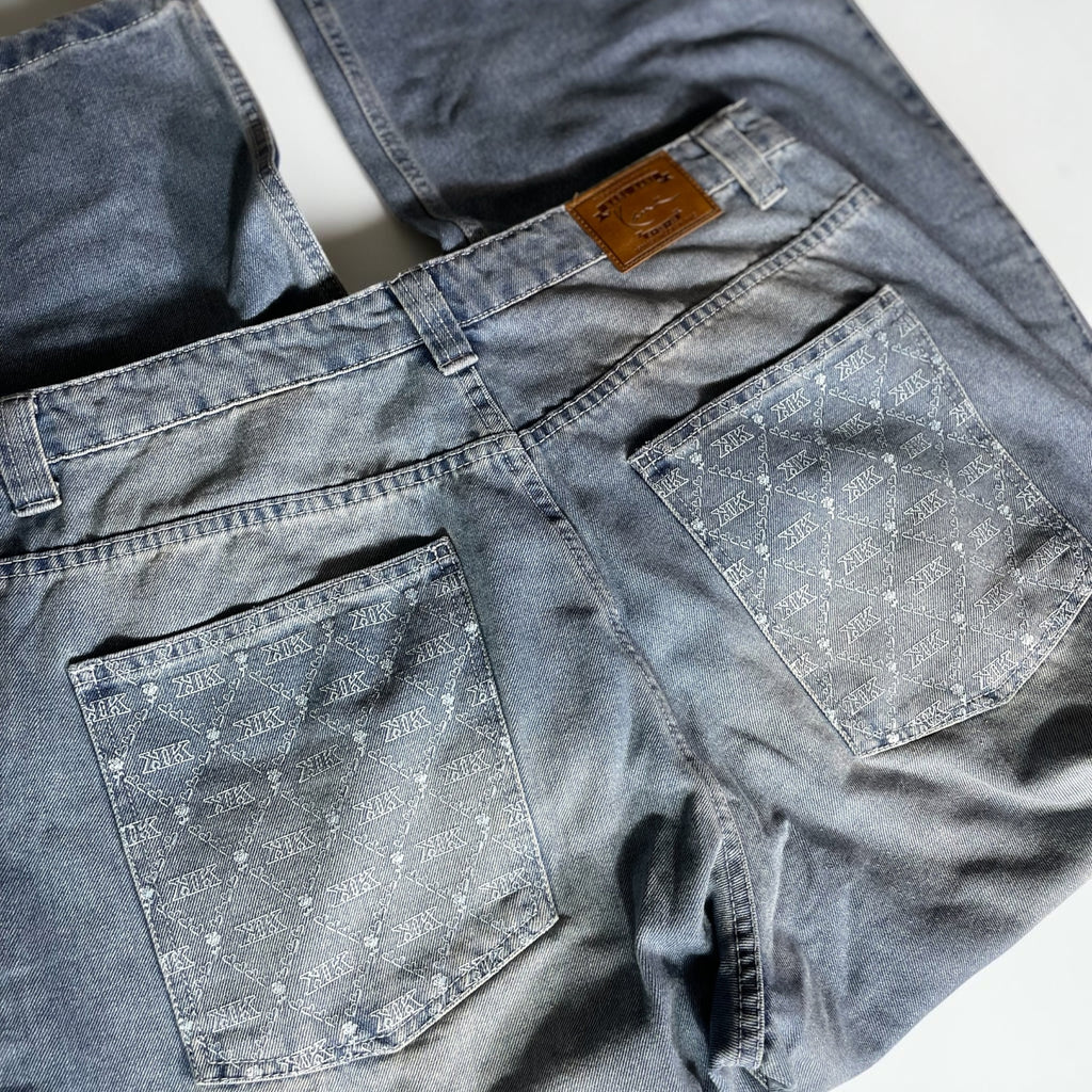 Karl Kani OG AOP Back Pocket Relaxed Baggy Jeans / Neu mit Etikett
