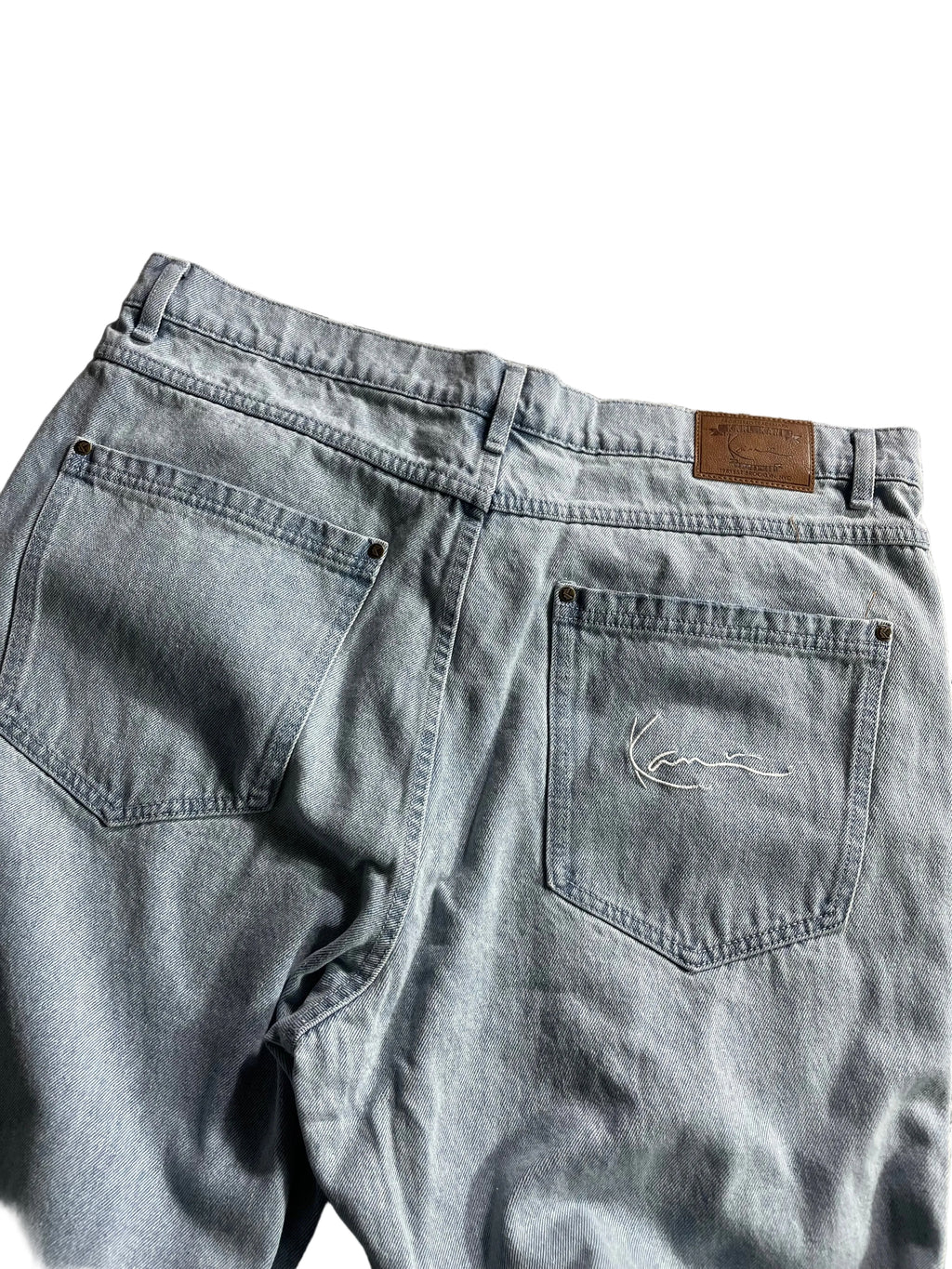 Karl Kani OG Distressed Cross Baggy Denim Jeans | Hellblau | Neu mit Etikett