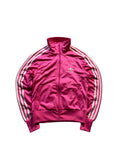 Schnell Spart adidas Trainingsjacke in leuchtendem Pink mit weißen drei Streifen, Stehkragen und Trefoil-Logo.