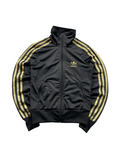Schnell Spart Adidas Trainingsjacke in Schwarz mit goldenen Streifen, Stehkragen und Trefoil-Logo auf der Brust