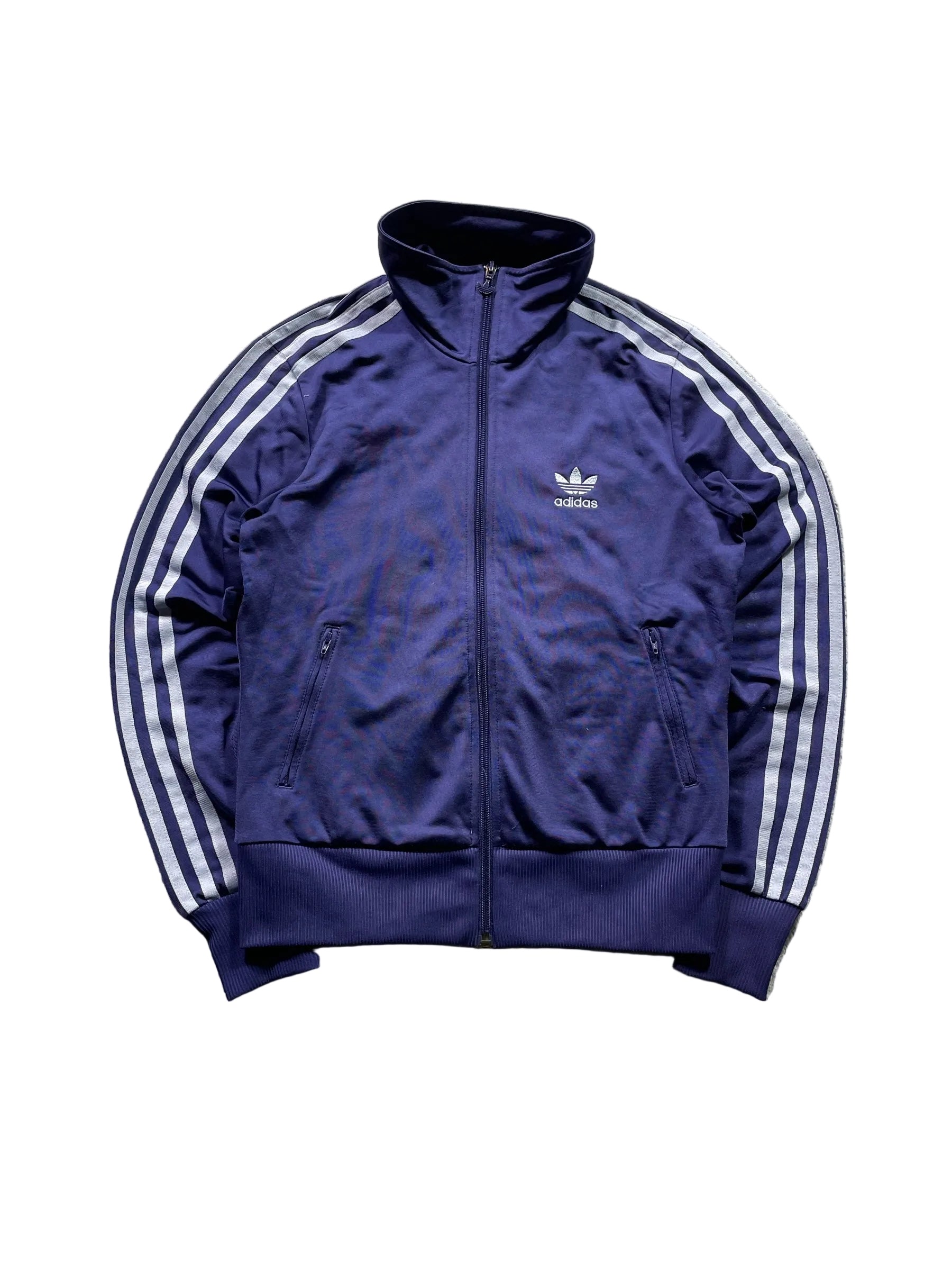Schnell Spart adidas Originals Trainingsjacke in Dunkelblau mit drei Streifen, Stehkragen und Trefoil-Logo